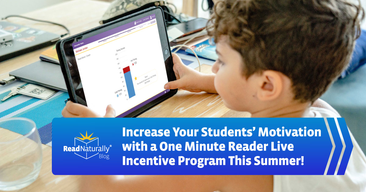 Student working in One Minute Reader Live