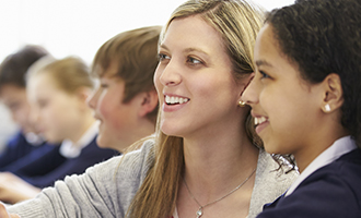 Teacher with students